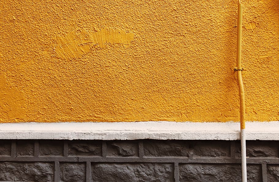 yellow painted wall, brick, architecture, built structure, wall - building feature HD wallpaper