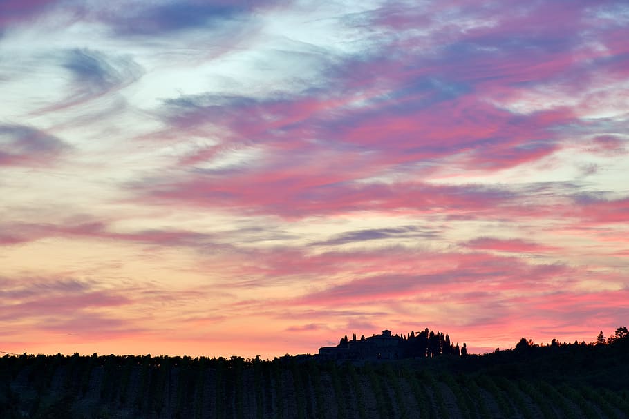 sky during golden hour, nature, outdoors, red sky, dawn, dusk HD wallpaper