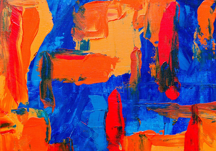 Blue and Orange Abstract Painting, abstract expressionism, acrylic, HD wallpaper