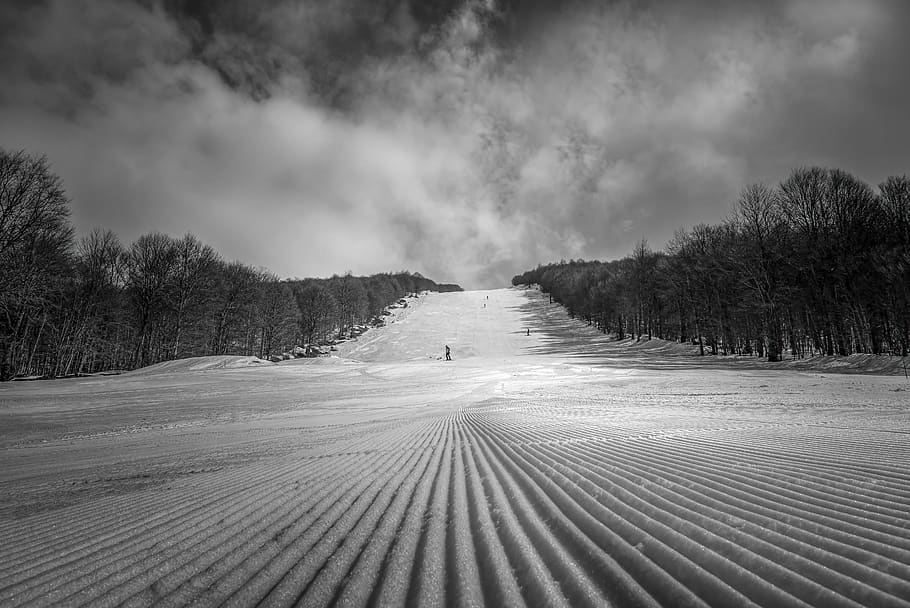 ski, center, mountain, building, sky, architecture, landscape HD wallpaper