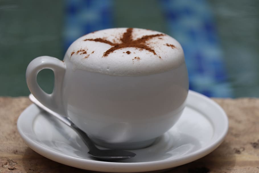 coffee, café, drink, cup, caffeine, breakfast, latté, cream, HD wallpaper