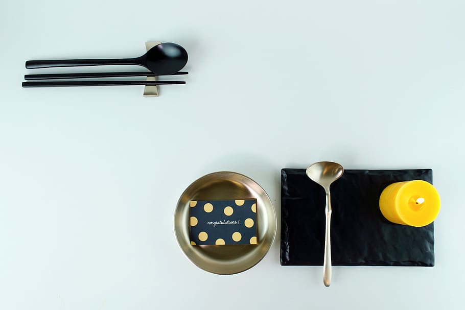 zen, bronze ware, kitchen ware, plate, spoon, simple, indoors HD wallpaper