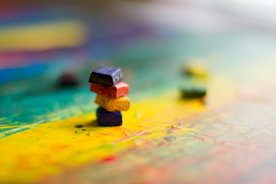 assorted-color crayons, human, person, people, toy, paint, bokeh HD wallpaper