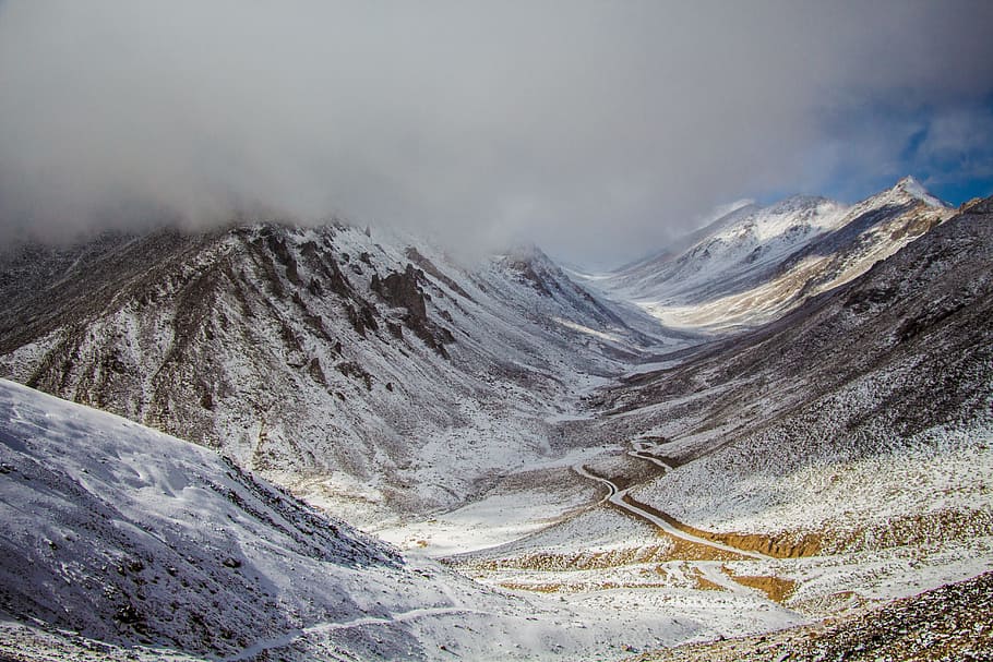Scenic Photography of Snowy Mountains, #outdoorchallenge, clouds HD wallpaper