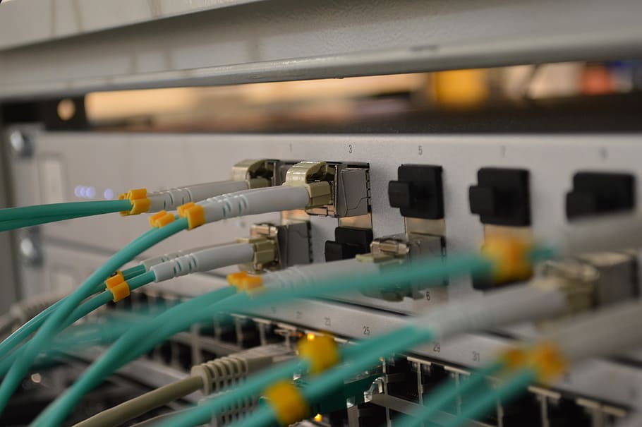 teal and white wires, technology, connection, computer network HD wallpaper