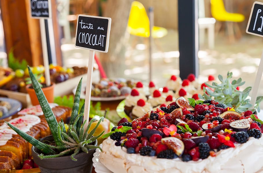 Dessert Table Packed with Fruity Sweets, cake, chocolate, delicious HD wallpaper