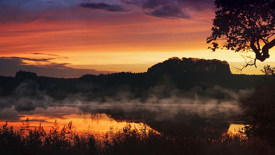 Silhouette of Mountains in Landscape Photogprahy, dawn, light HD wallpaper