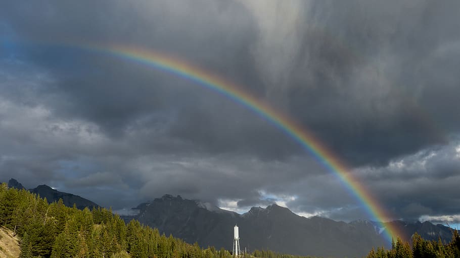 canada, canmore, beauty in nature, scenics - nature, rainbow HD wallpaper
