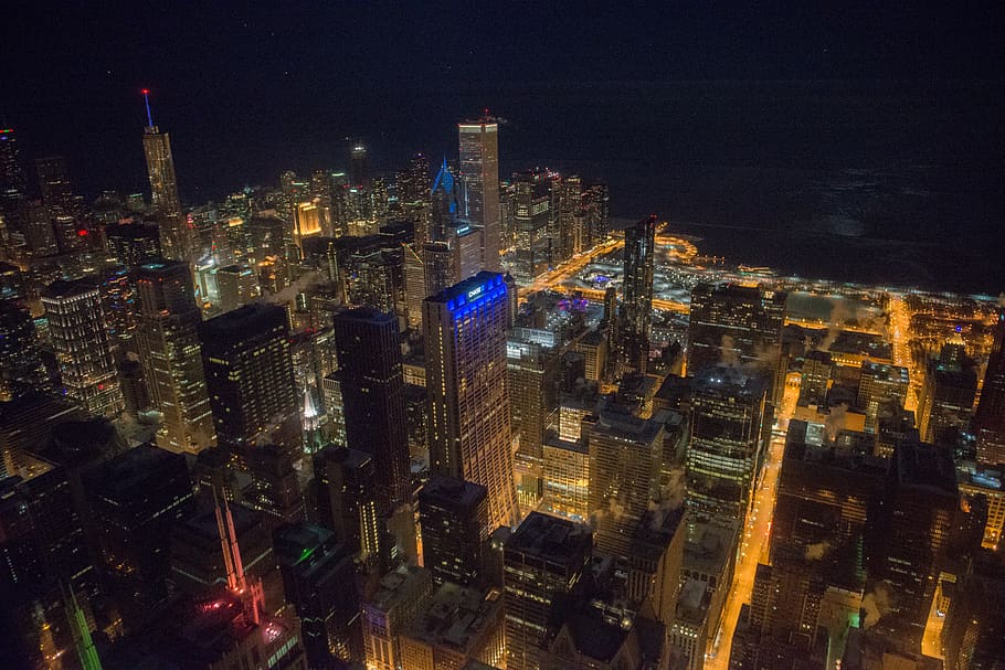 concrete buildings, urban, town, city, chicago, downtown, willis tower skydeck