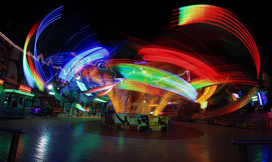 ride, light, entertainment, fair, lighting, colorful, riding HD wallpaper