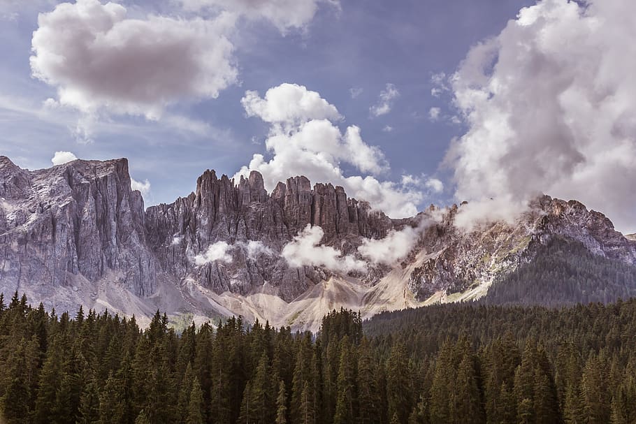 mountain rangers with and trees, cloud - sky, scenics - nature HD wallpaper