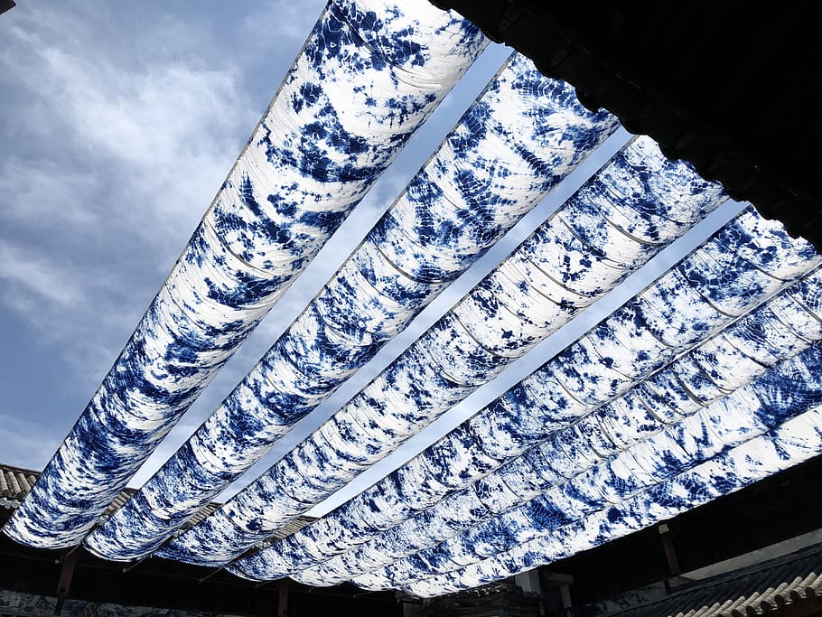 white and blue textile, handrail, banister, zhoucheng, china HD wallpaper