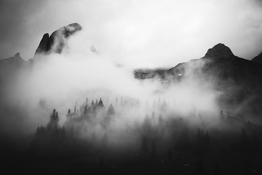mountain with fogs photo, tranquil scene, beauty in nature, scenics - nature HD wallpaper