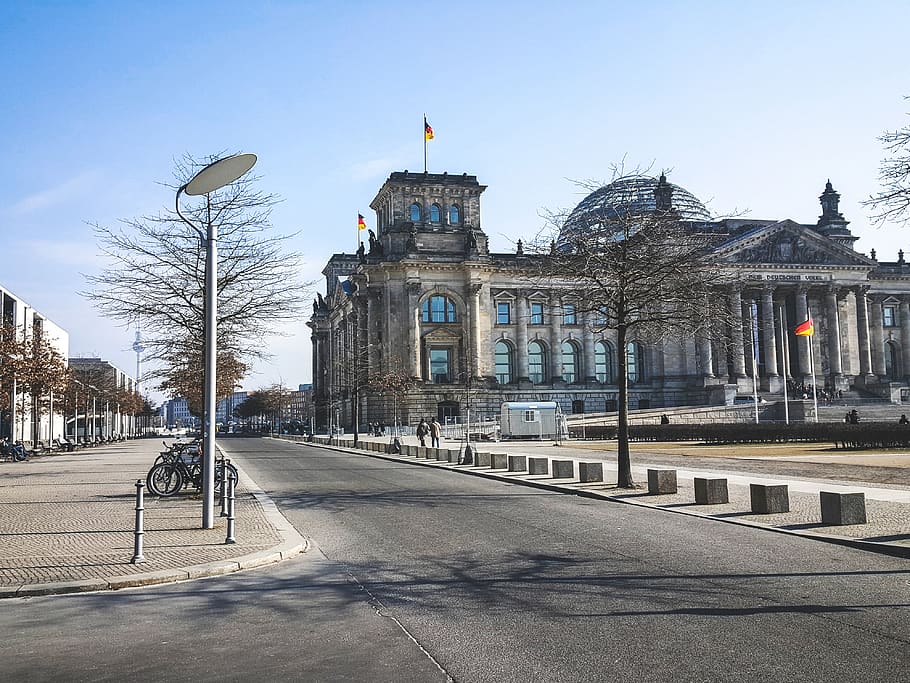 germany, berlin, reichstag building, alexanderplatz, spring