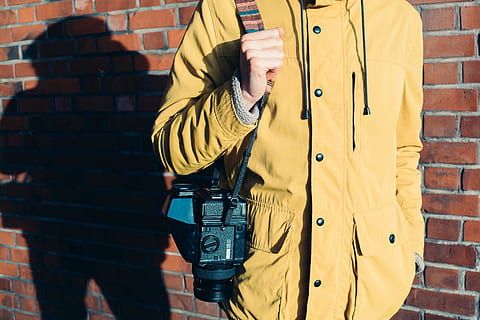 Man with film camera, analog, bronica, equipment, format, hands HD wallpaper