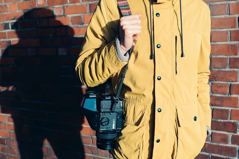 Man with film camera, analog, bronica, equipment, format, hands HD wallpaper