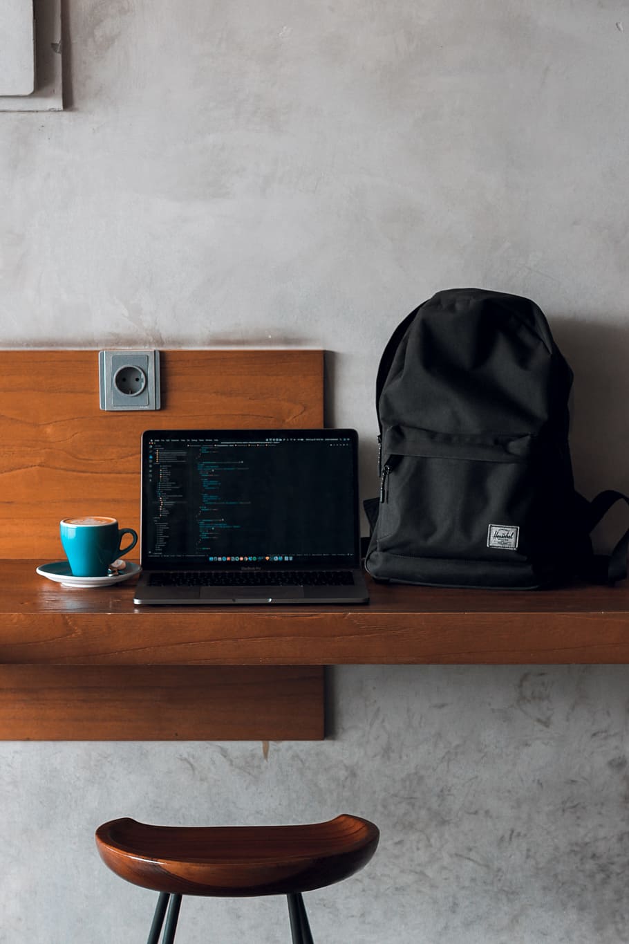 laptop computer beside backpack and coffee mug, weekend, hustle HD wallpaper