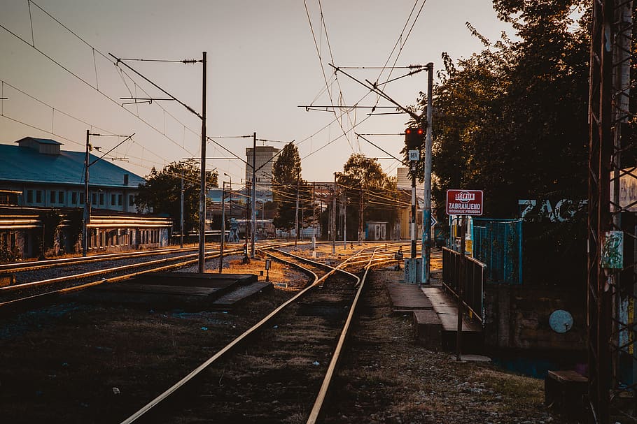 rail transportation, railroad track, mode of transportation HD wallpaper