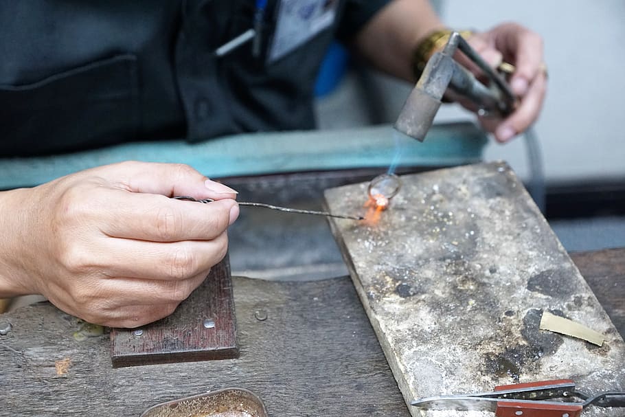 work, hand, man, craft, jewellery, solder, fire, thailand, asia HD wallpaper