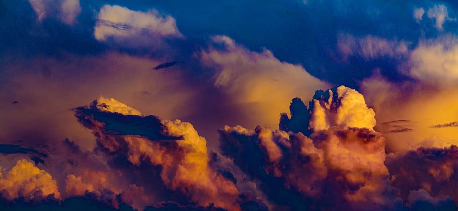 forward, clouds, thunderstorm, sunset, dramatic, weather mood, HD wallpaper