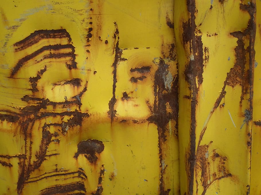 abstract, rust, yellow, paint, brown, metal, no people, full frame HD wallpaper