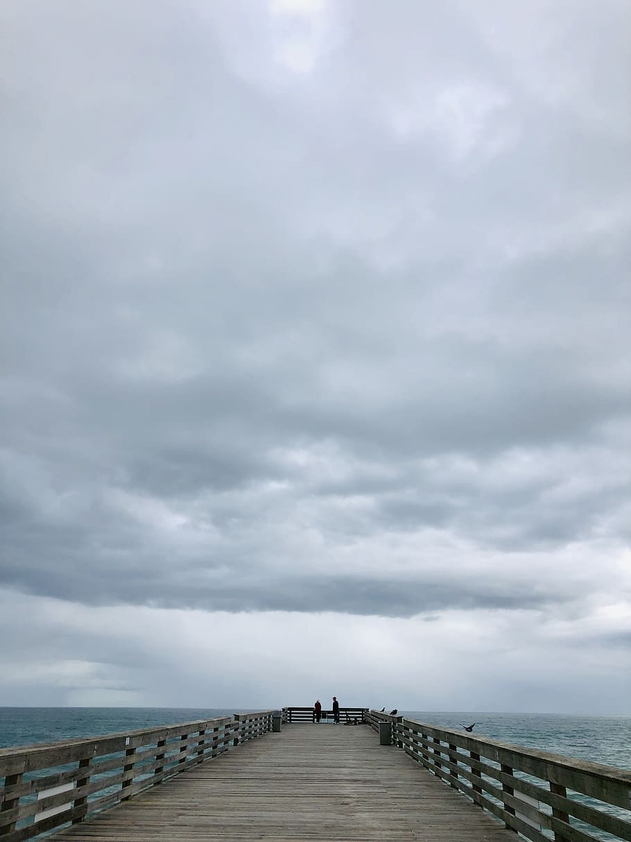 ocean, pier, nc, cloud - sky, the way forward, direction, beauty in nature HD wallpaper