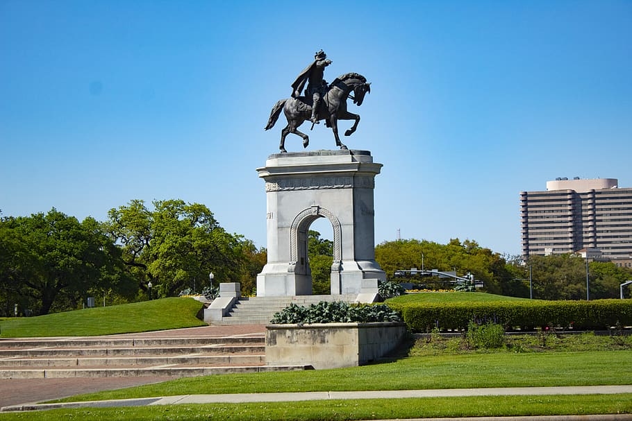 statue, houston, texas, monument, sculpture, art, colorful HD wallpaper