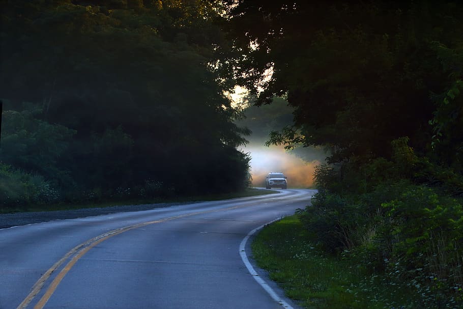 united states, maumee, winding road, rush hour, country road