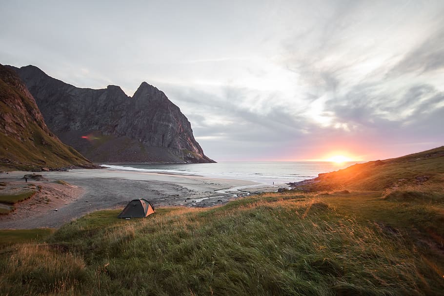 Photo of Tent By the Beach, calm, camp, camping, dawn, environment, HD wallpaper