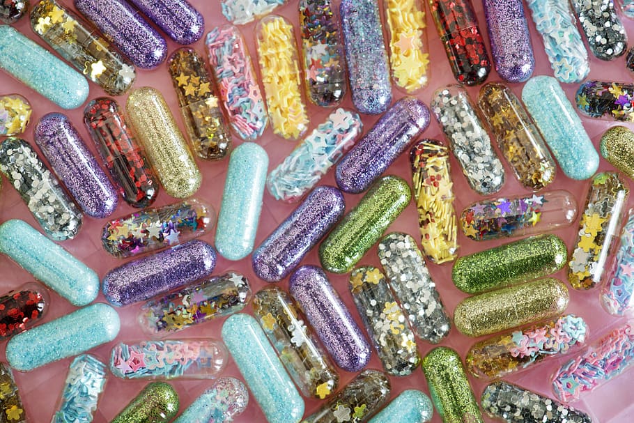 Colourful Capsules, colorful, confetti, cute, drugs, ecstasy, HD wallpaper