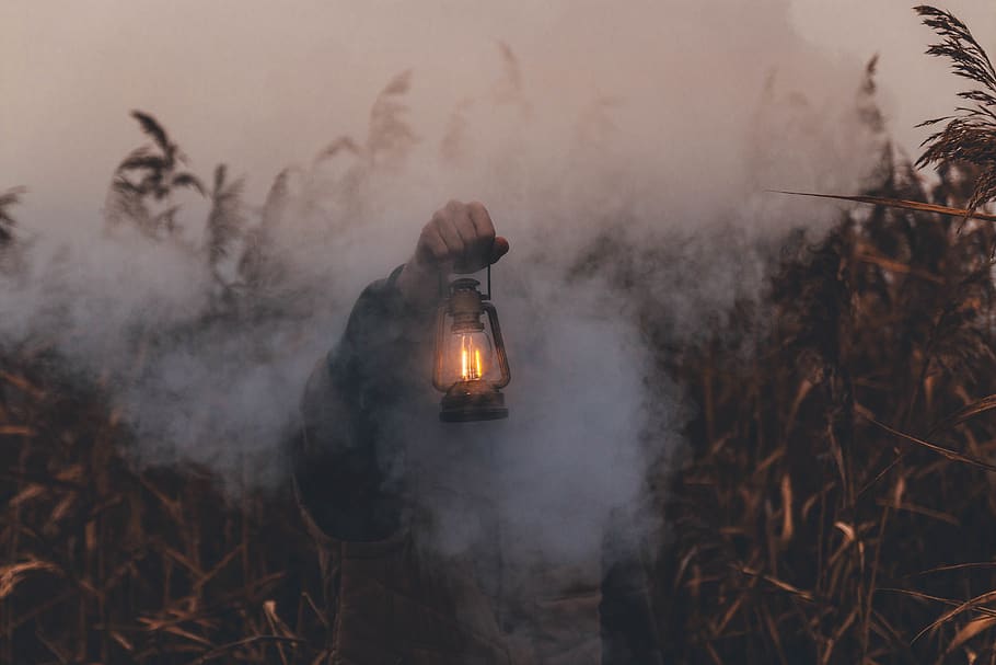 Person Holding Kerosene Lantern, daylight, environment, fire HD wallpaper