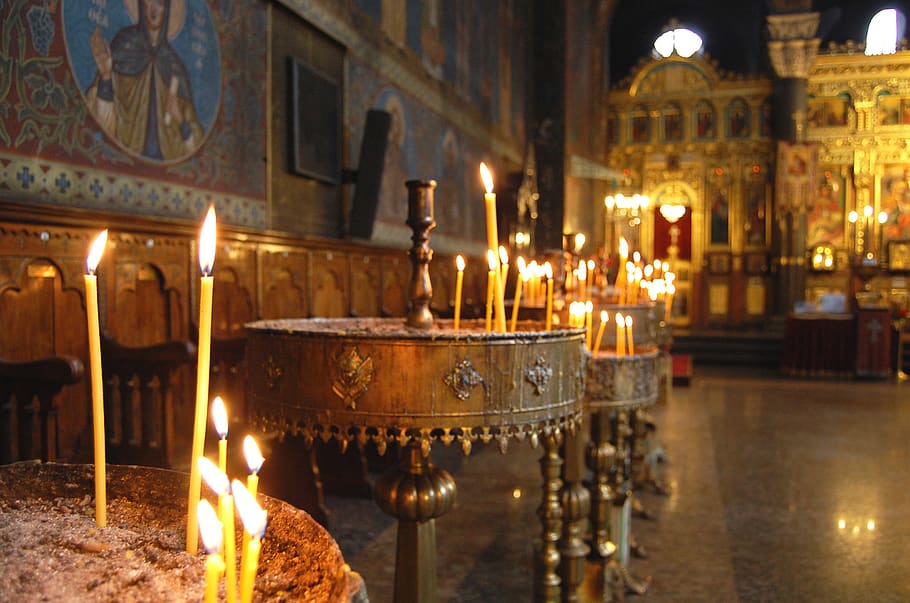bulgary, sofia, church, candels, religion, illuminated, candle HD wallpaper