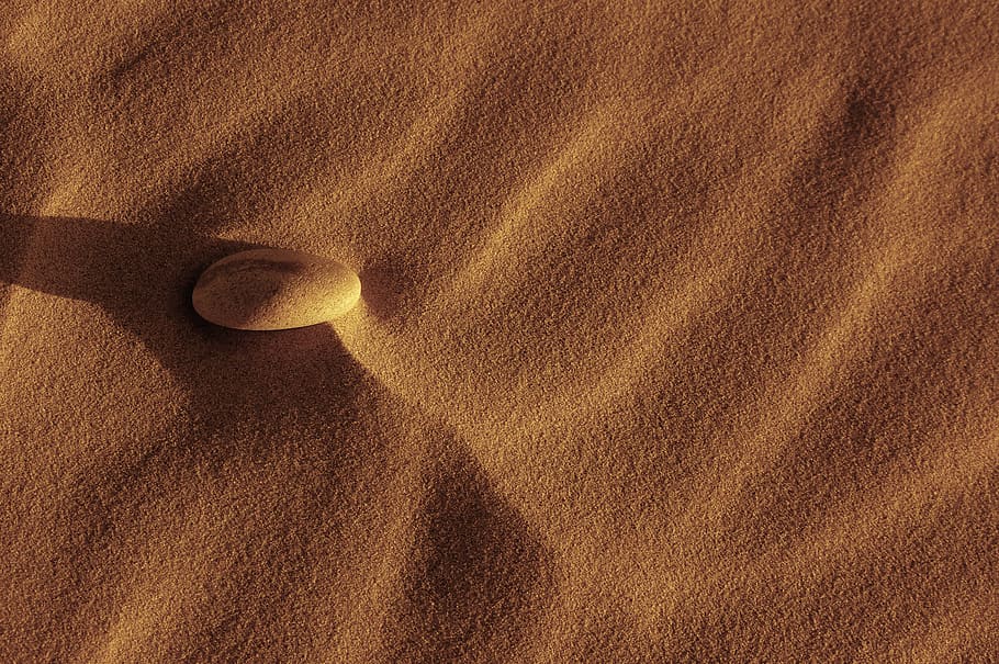 stone on desert, land, sand, no people, high angle view, sunlight HD wallpaper