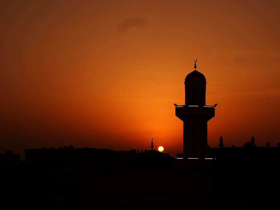 masjid, sunset, mosque, religious, islam, holy, allah, culture, HD wallpaper
