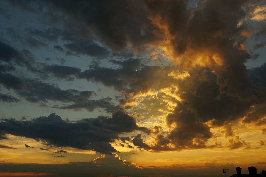 clouds, evening sky, sunset, cloud - sky, beauty in nature HD wallpaper