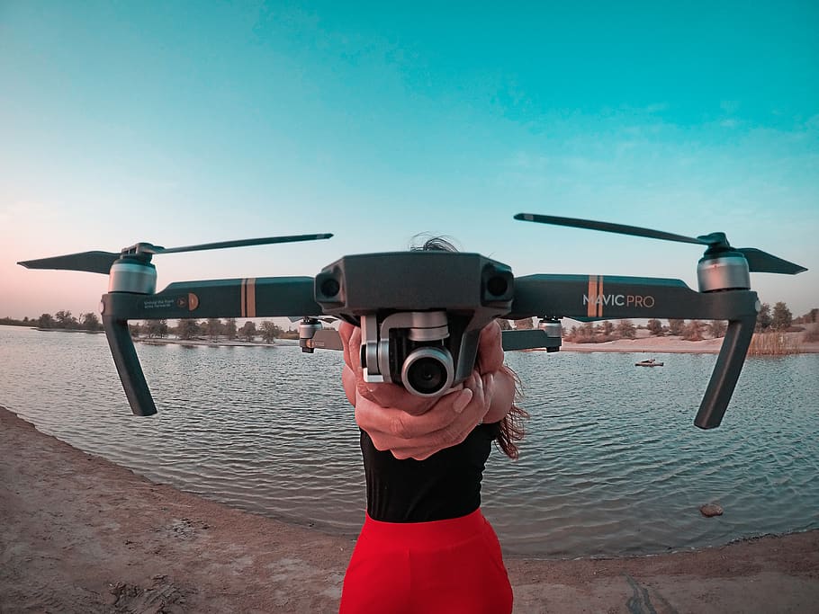 Black Dji Mavic Pro Drone, camera, drone cam, person, technology HD wallpaper