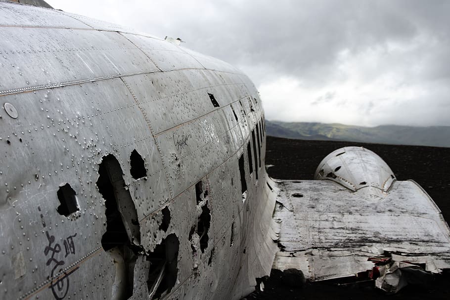 iceland, plane, accident, crash, air vehicle, abandoned, airplane, HD wallpaper