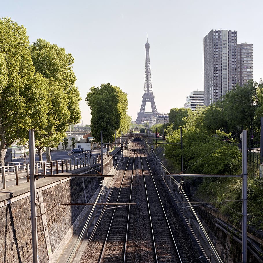 Eiffel Tower, Paris, architecture, built structure, track, tree HD wallpaper