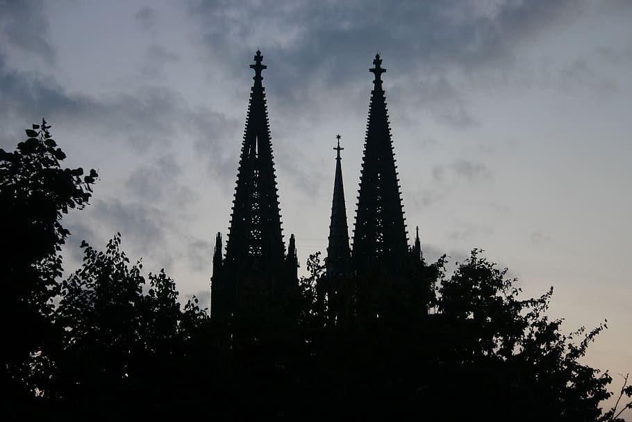 cologne, germany, cologne cathedral, silhouette, koeln, kölner dom, HD wallpaper