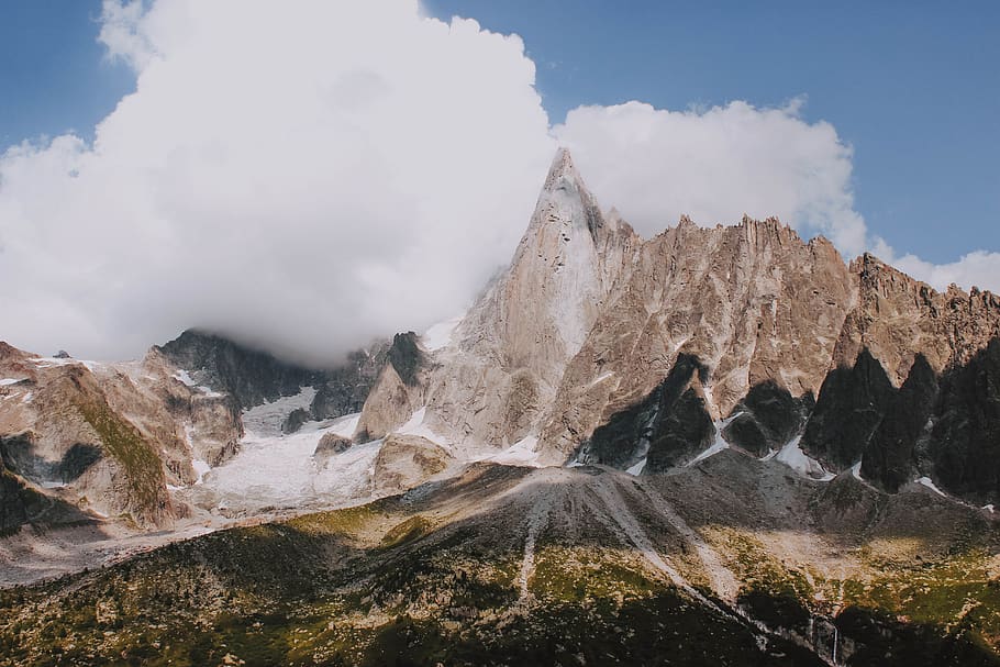 brown mountain during daytime, sky, beauty in nature, cloud - sky HD wallpaper