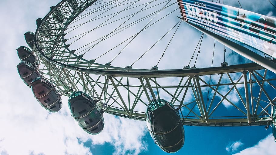 Ferris Wheel, carnival, clouds, entertainment, fun, high, leisure HD wallpaper