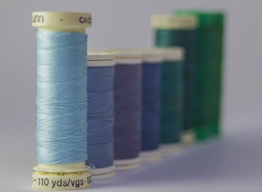 threads, colors, row, queue, sewing, materials, pastel, blue HD wallpaper