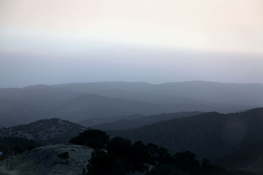 sky, mountains, sunset, night, minimal, scenics - nature, tranquil scene HD wallpaper