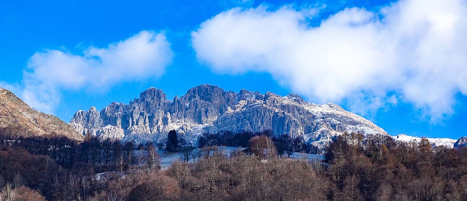 mountains, the height, winter, tops, landscape, winter landscape HD wallpaper