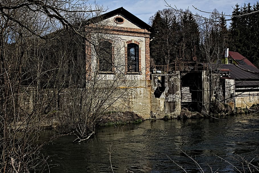 house, abandoned, river, old, building, decomposition, mood HD wallpaper