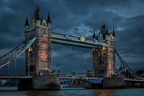 tower bridge, thames, river, historic, landmark, sunset, clouds HD wallpaper