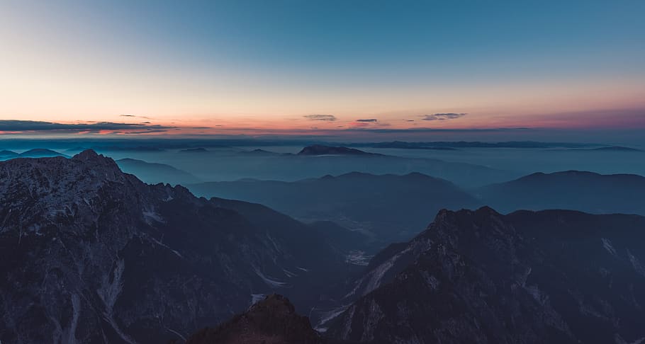 Aerial Photography of Mountains, altitude, calm, cliff, clouds HD wallpaper