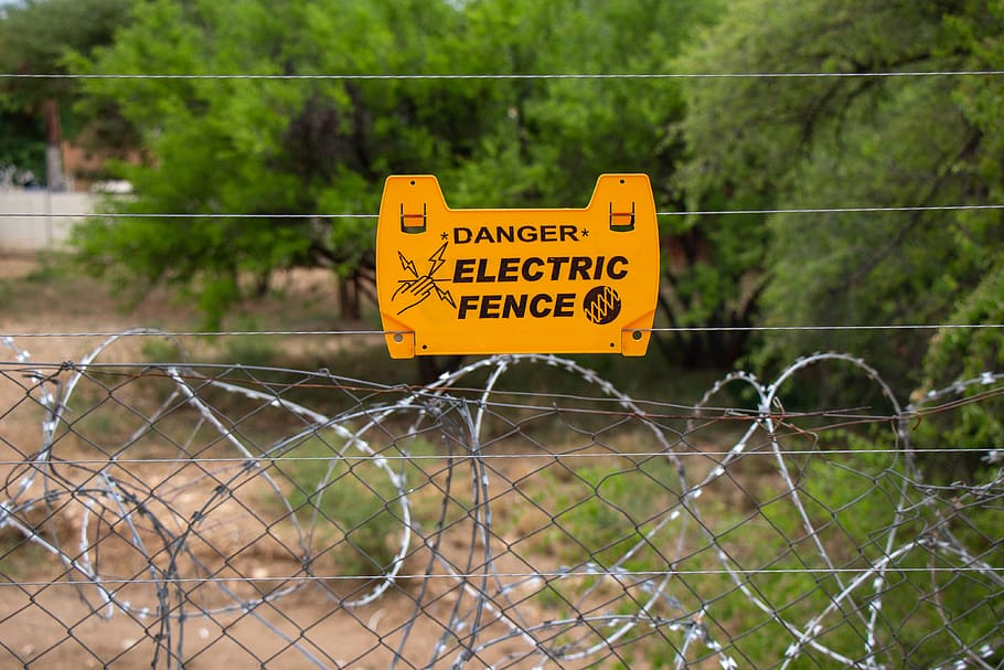 danger electric fence sign, wire, namibia, barbed wire, symbol