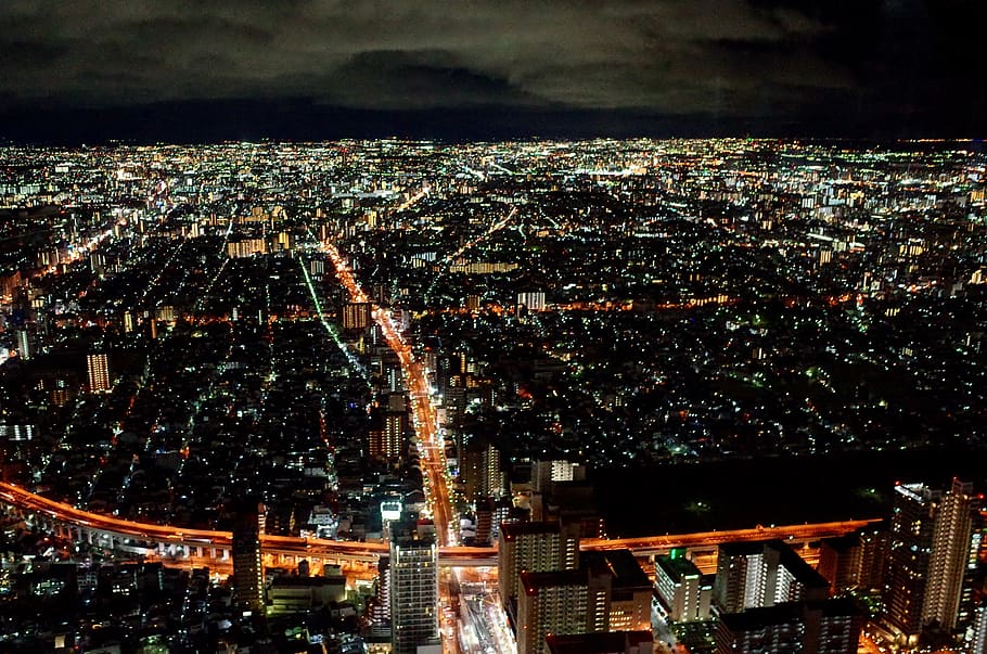 night view, osaka, architecture, city, built structure, cityscape HD wallpaper