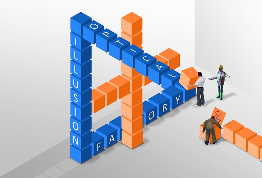 optical deception, miniature figures, factory, illusion, building blocks HD wallpaper